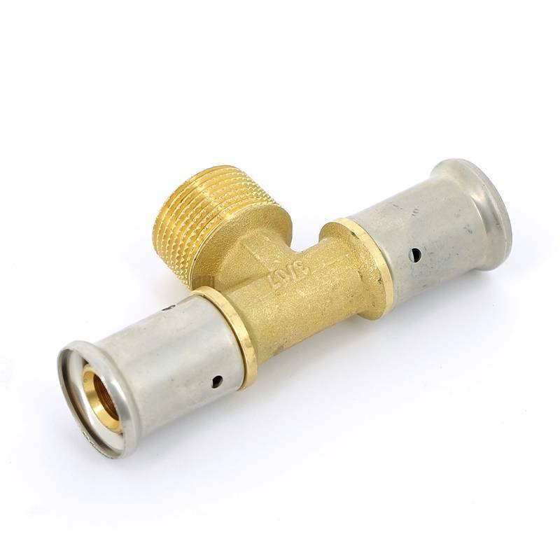 Тройник пресс латунный HENCO с наружной резьбой 20x3/4x20 14P-200520