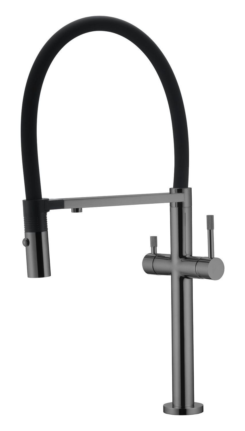 Смеситель для кухни Boheme Uno с гибким изливом и краном для питьевой воды shine gun metal 115-SGM