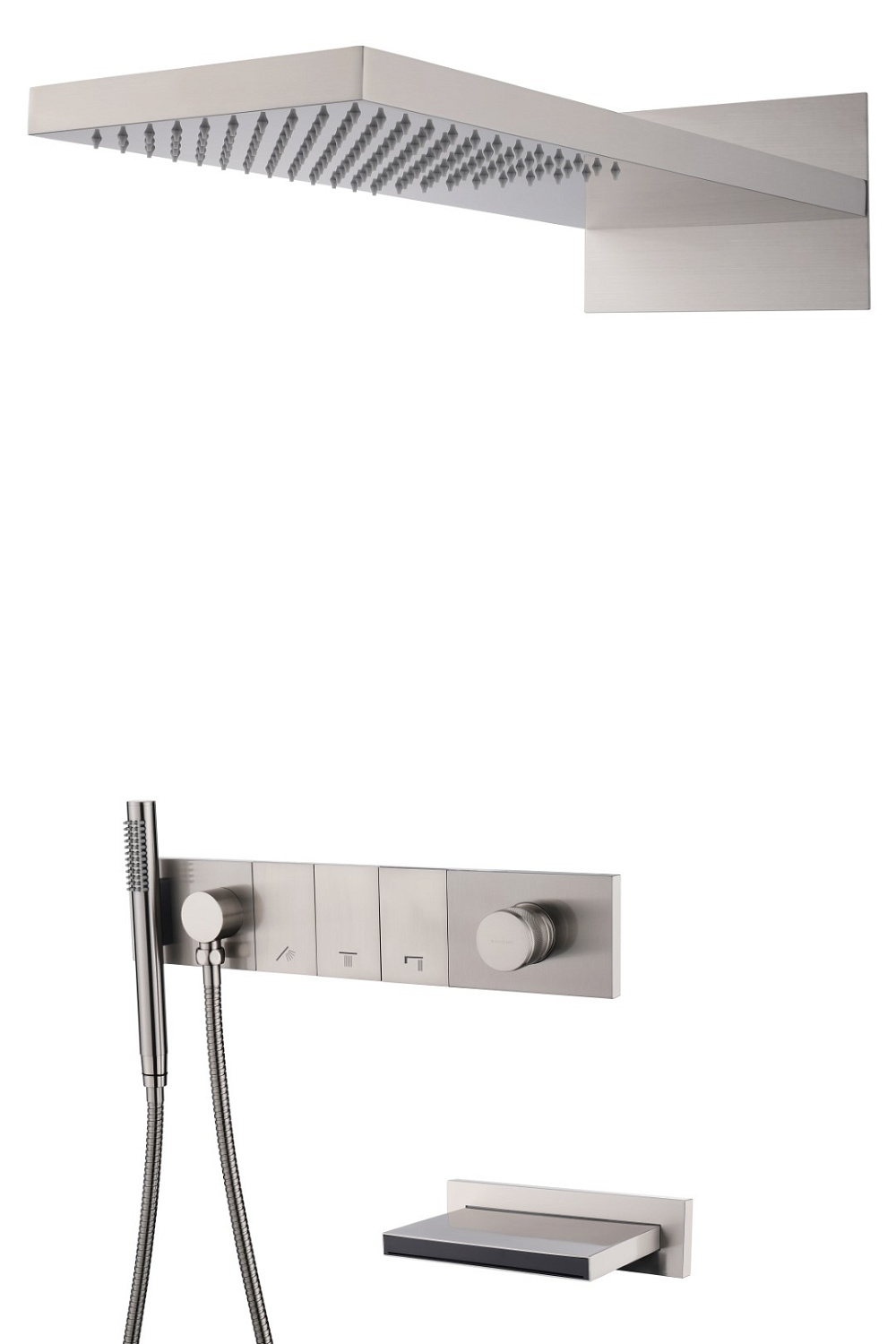 Душевой комплект встраиваемый Boheme Zodiac со смесителем изливом верхним и ручным душем nickel brush 132-2-NB