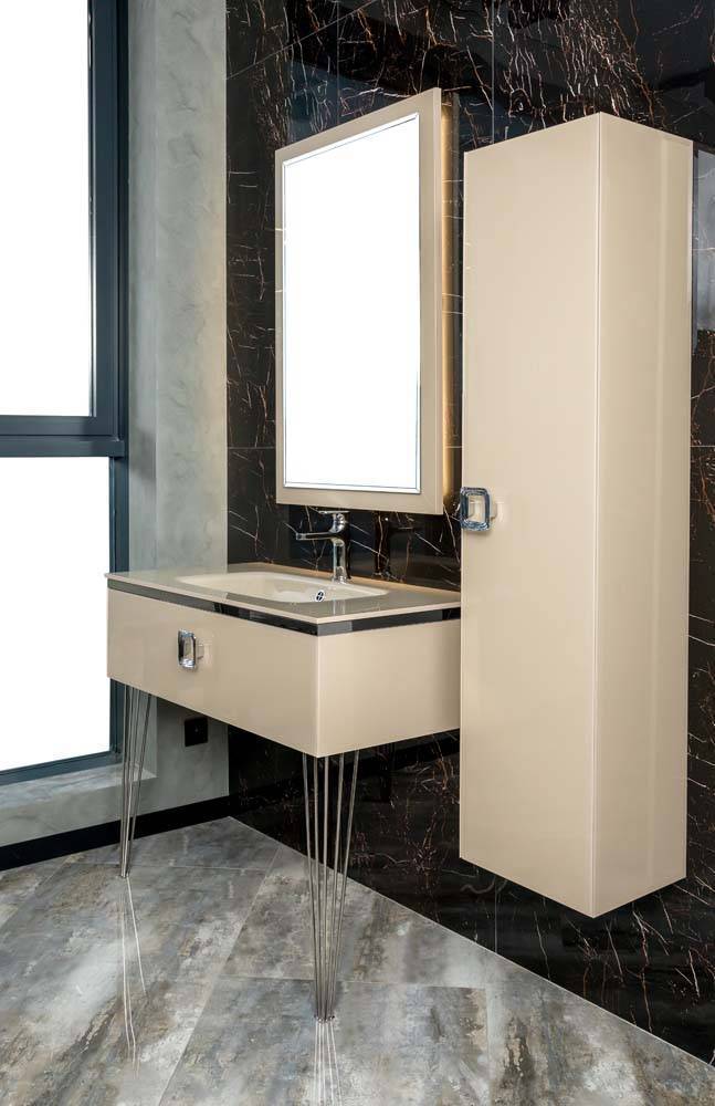 Шкаф-пенал подвесной Armadi Art Lucido 35х40х150 см бежевый 772-CP