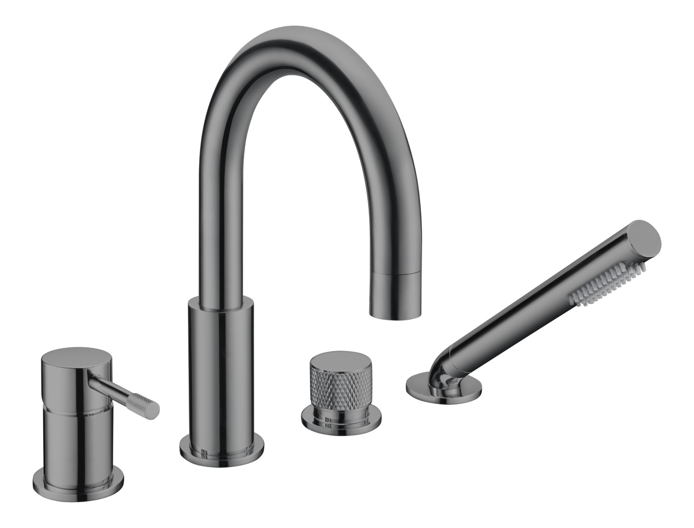 Смеситель на борт ванны Boheme Uno на 4 отверстия излив 18 см глянцевый антрацит 460-SGM