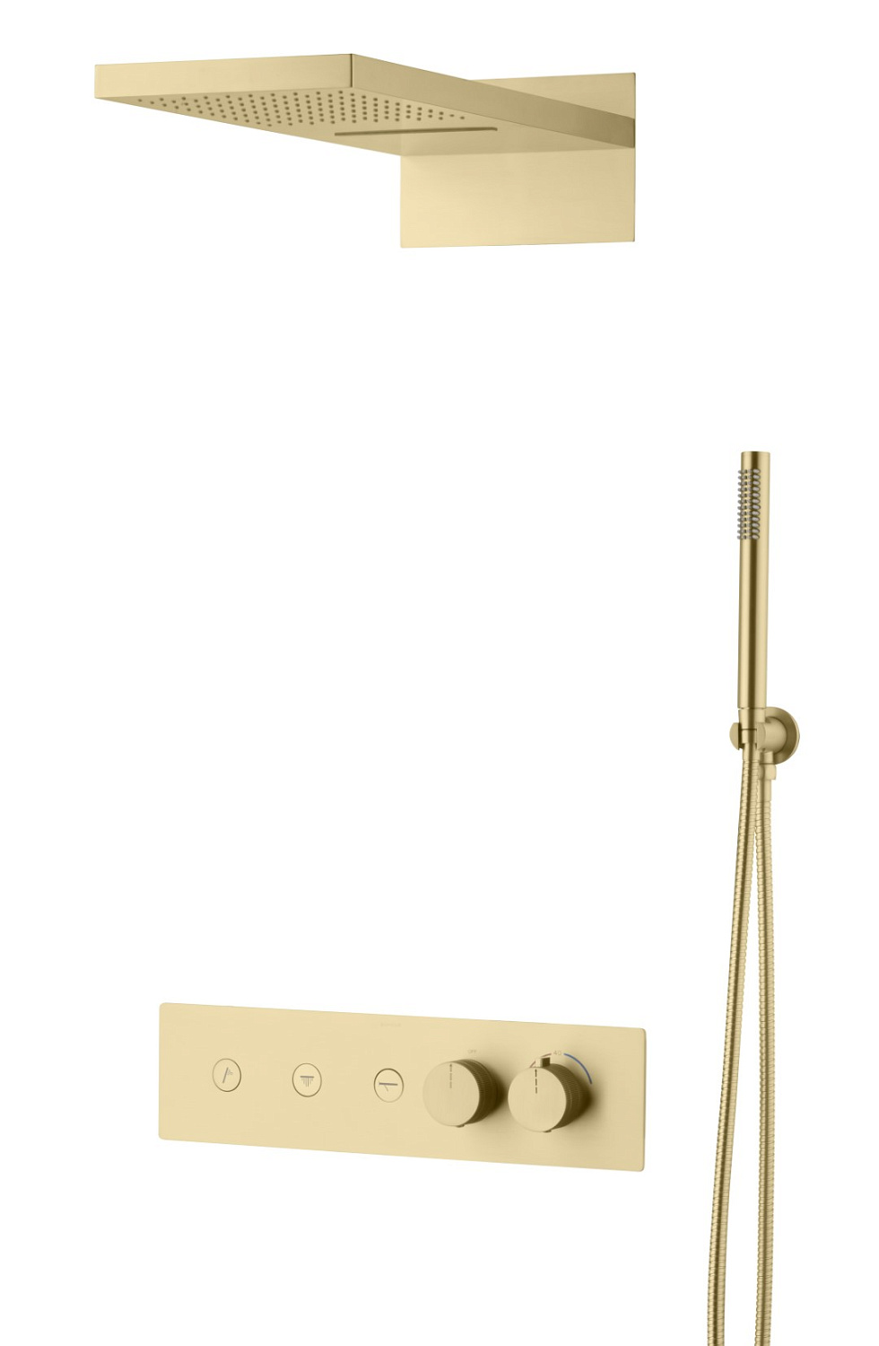 Душевой комплект встраиваемый Boheme Fusion термостат верхний и ручной душ матовое золото 131-MG