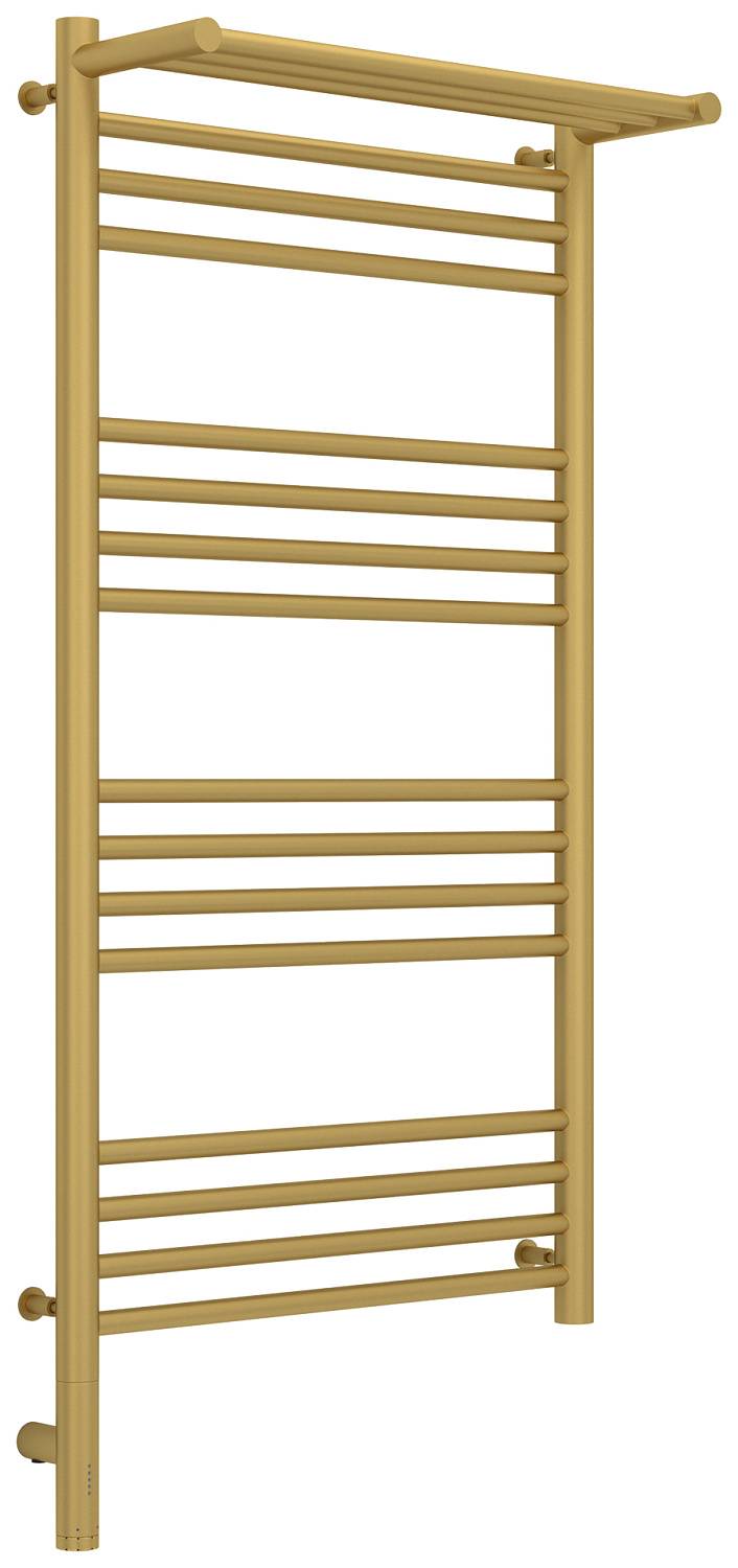 Полотенцесушитель электрический Сунержа Богема 3.0 с 1 полкой 532x1124 мм левый матовое золото 032-5806-1050