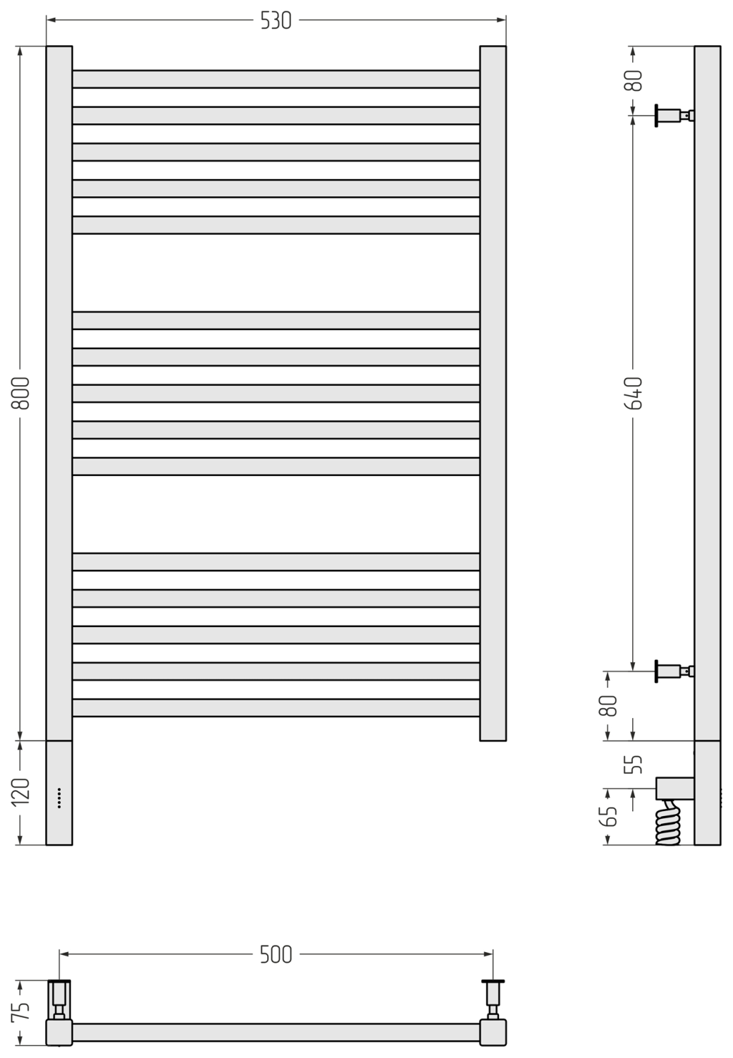 Полотенцесушитель электрический Сунержа Модус 3.0 530x920 мм левый золотой шелк матовый 32-5700-8050