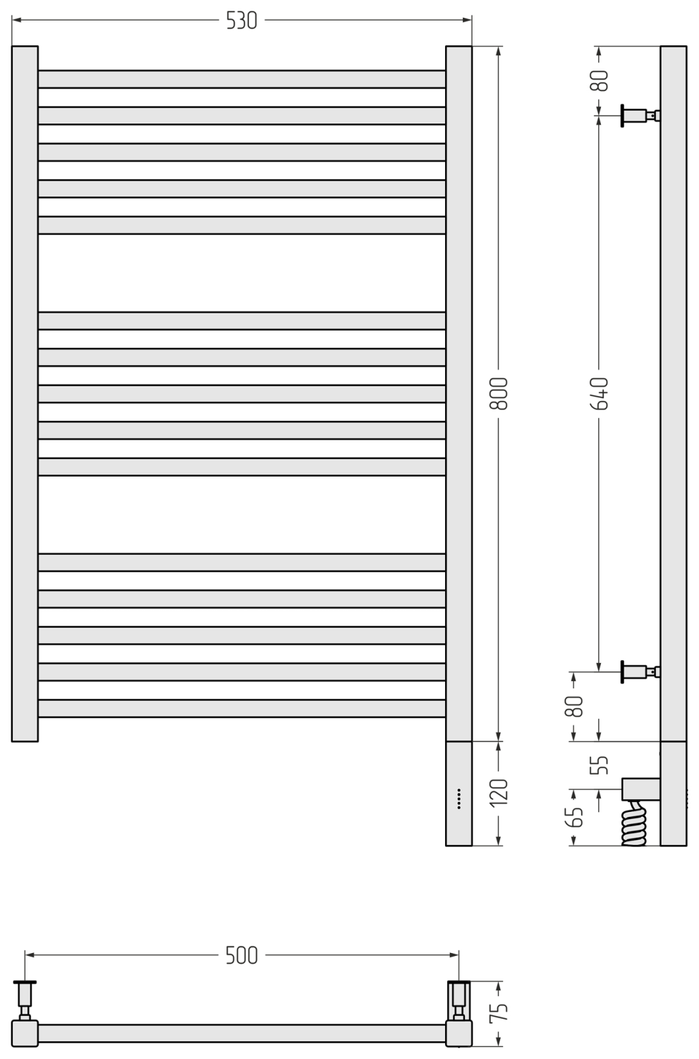 Полотенцесушитель электрический Сунержа Модус 3.0 530x920 мм правый золотой шелк матовый 32-5701-8050