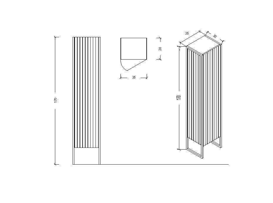 Шкаф-пенал подвесной Armadi Art Monaco 35х30х170 см черный/золото 868-BG