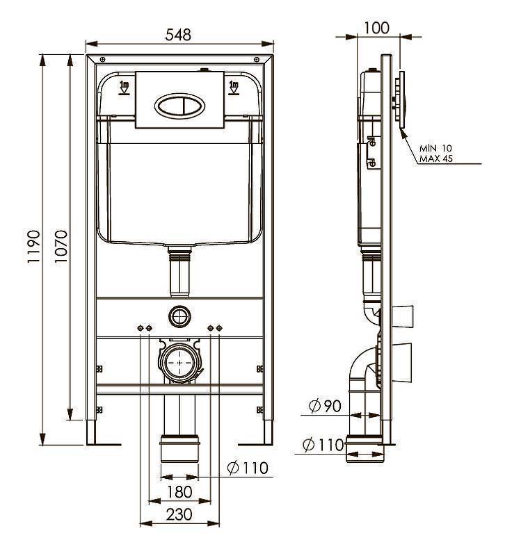 Инсталляция для подвесного унитаза Boheme с креплением черная 666