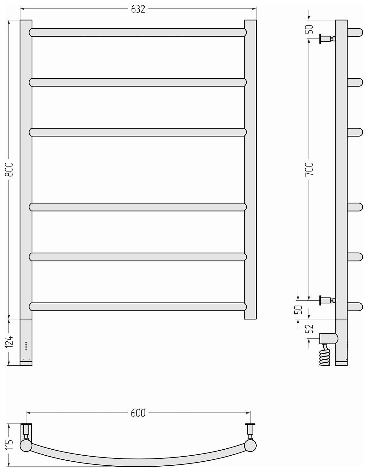 Полотенцесушитель электрический Сунержа Галант 3.0 632x924 мм левое сатин 071-5800-8060