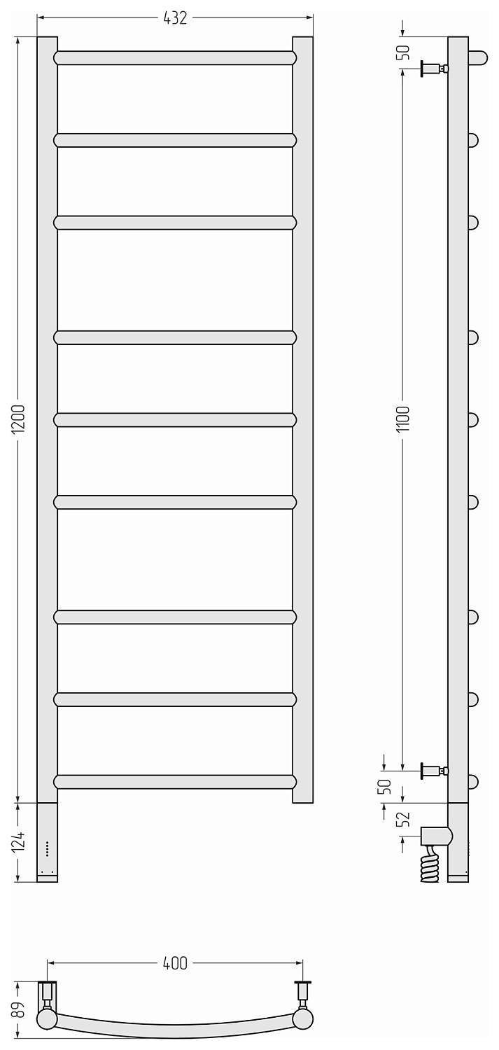 Полотенцесушитель электрический Сунержа Галант 3.0 432x1324 мм левый сатин 071-5800-1240