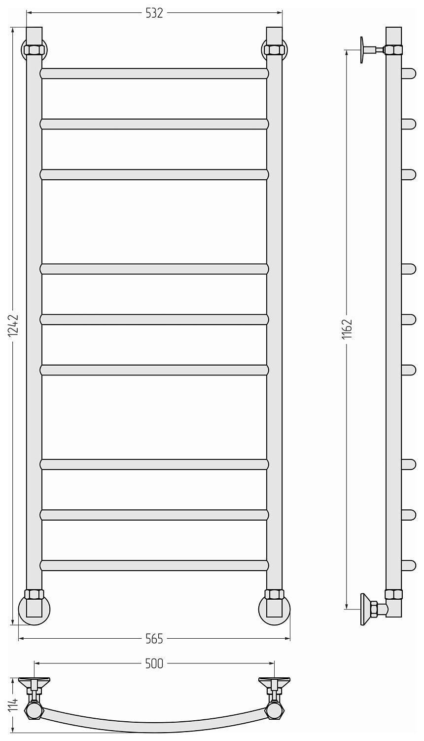 Полотенцесушитель водяной Стилье Аксиома-20 56.5x124.2 см 00662-1250