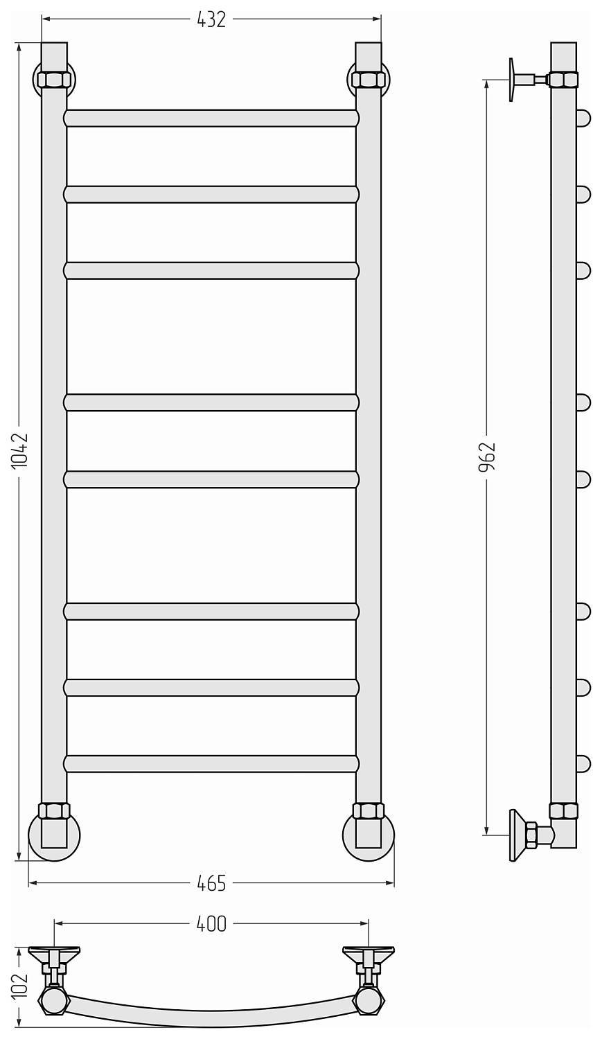 Полотенцесушитель водяной Стилье Аксиома-20 46.5x104.2 см 00662-1040