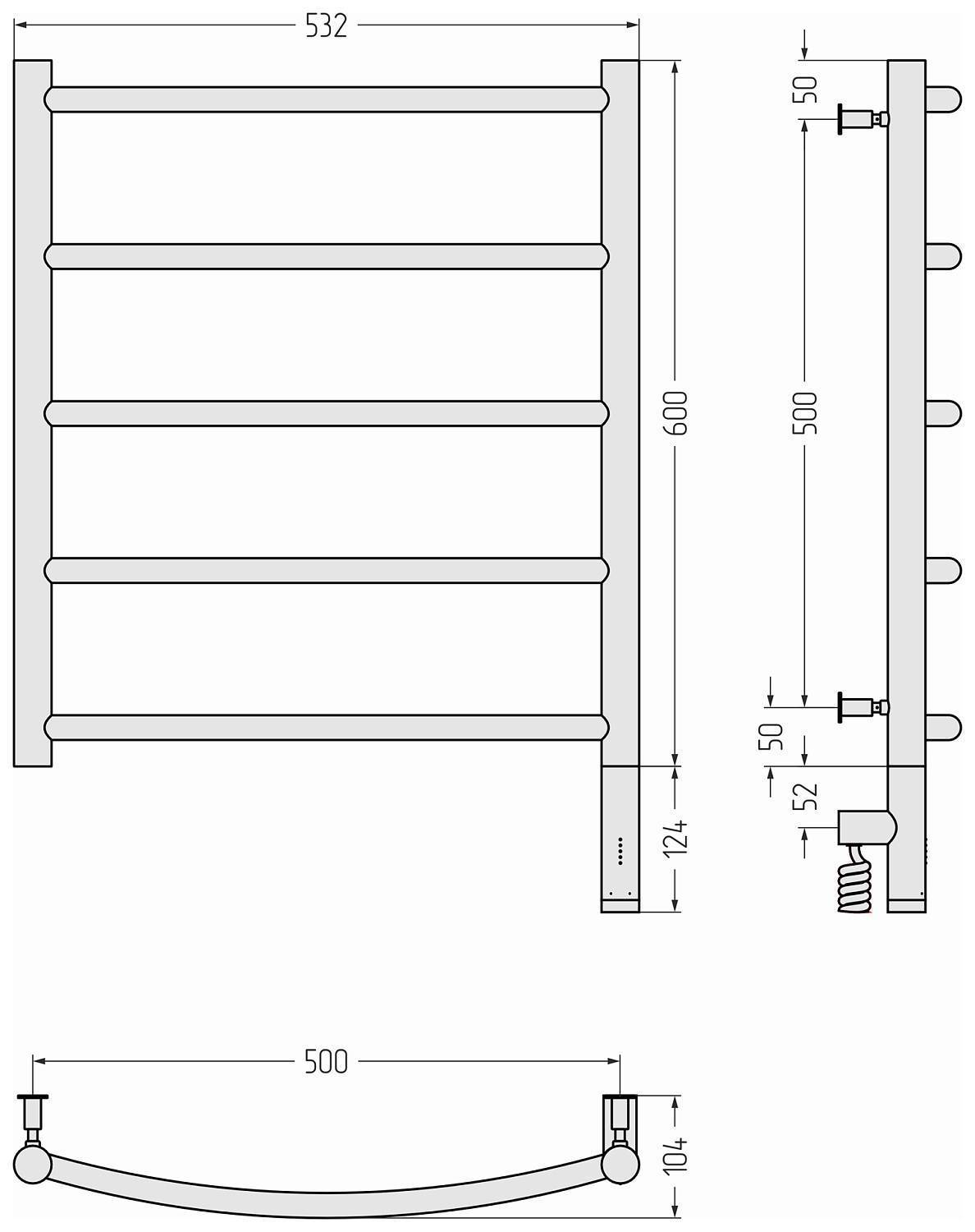 Полотенцесушитель электрический Сунержа Галант 3.0 532x724 мм правый матовое золото 032-5801-6050