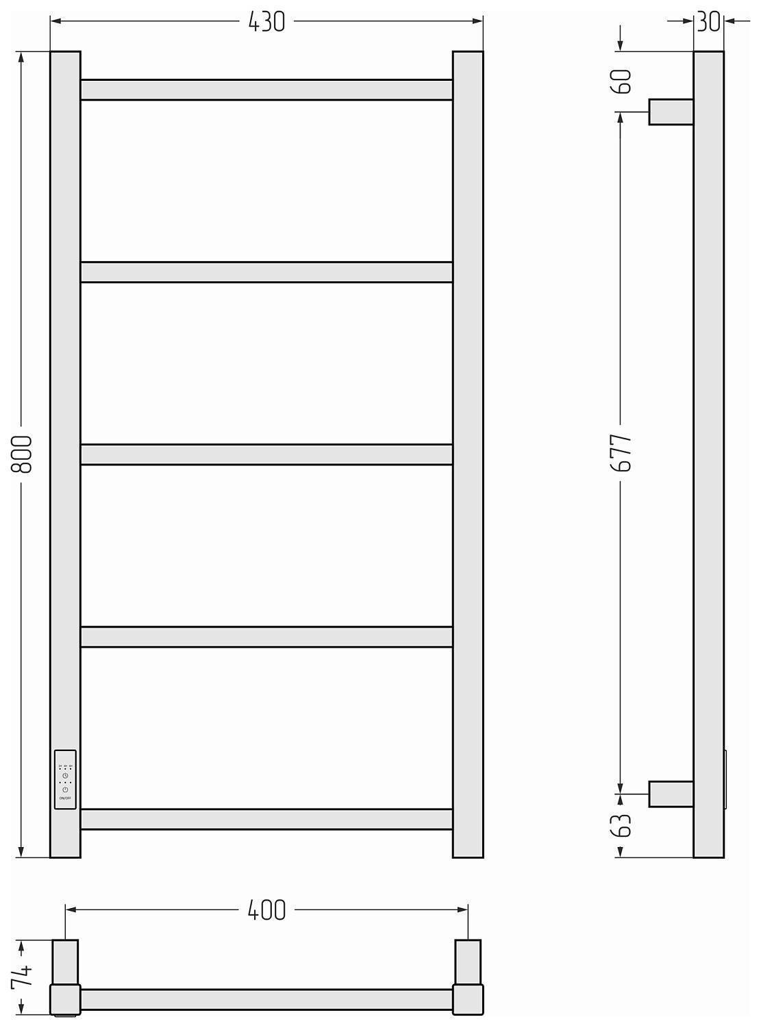 Полотенцесушитель электрический Стилье Формат 26 43x80 см белый 30527-8040