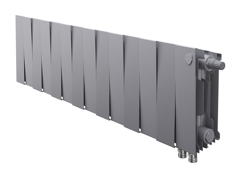 Радиатор биметаллический Royal Thermo PianoForte 200 Silver Satin 14 секций нижнее подключение НС-1346024