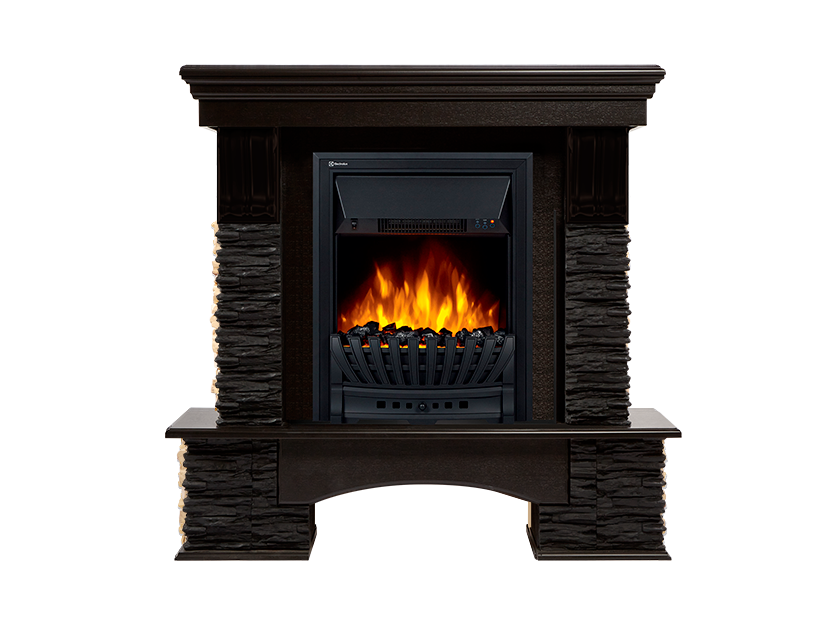 Портал для электрокамина Firelight Pietra Nuovo Classic камень сланец чёрный шпон венге НС-1346691
