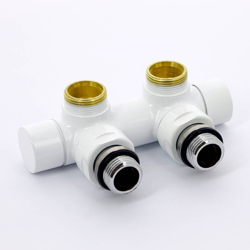 Узел ручной угловой Carlo Poletti с запорным клапаном без байпаса белый V48100EESB