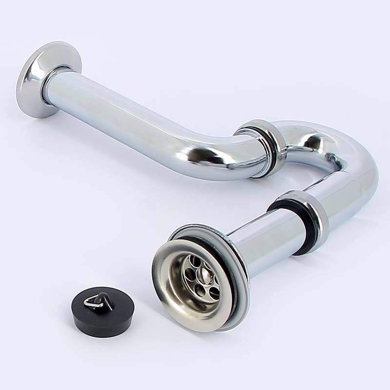 Сифон трубный Viega 5612 с горизонтальным отводом и пробкой хром 111298