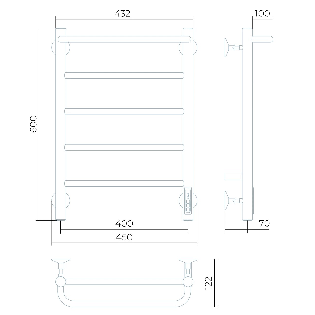 Полотенцесушитель электрический Larusso Прайм КС П5 400x600 мм белый RAL 9016 8522