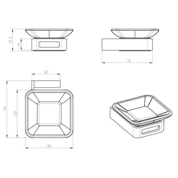 Мыльница подвесная Boheme Q квадратная хром 10943-CR