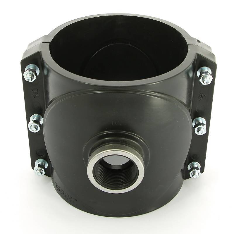 Седловая врезка Unidelta 160х1 1/4 4 болта для труб ПНД 1026160005