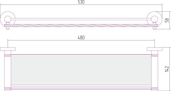 Полка стеклянная с ограничителем Сунержа Каньон 53x14,2x5,8 см золото 03-3004-0500