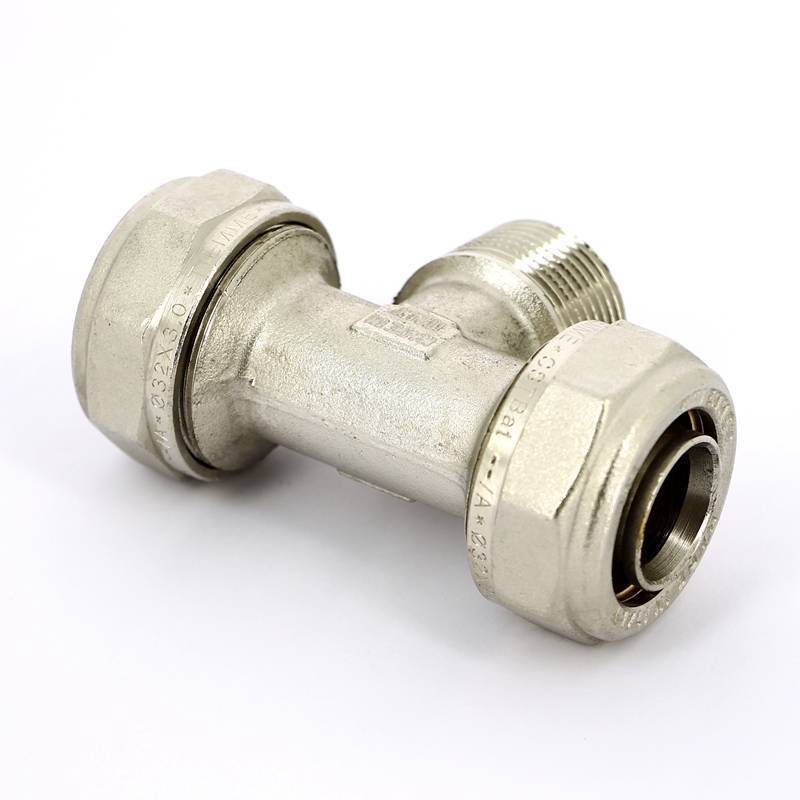 Тройник обжимной Tiemme никелированный 32x1x32 наружная резьба 1600085