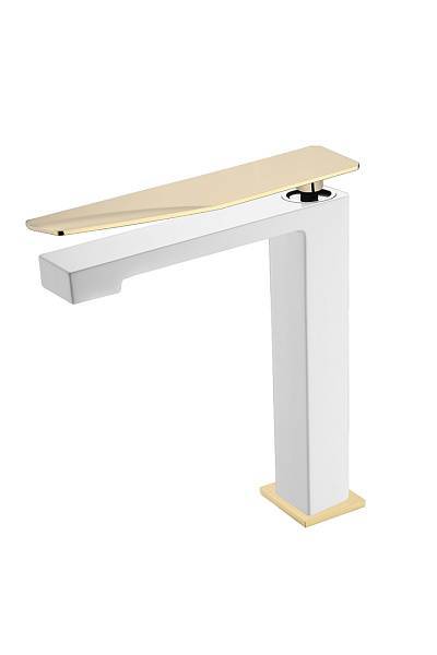 Смеситель для раковины Boheme Q высокий белый/золото 142-WG.2