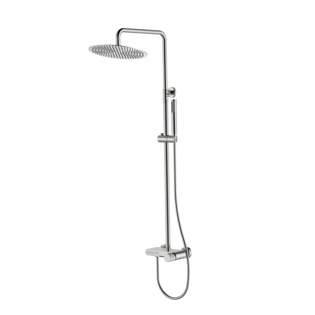 Душевая стойка Boheme Stick Linea со смесителем и верхним душем 30 см матовый никель 128-NB.3