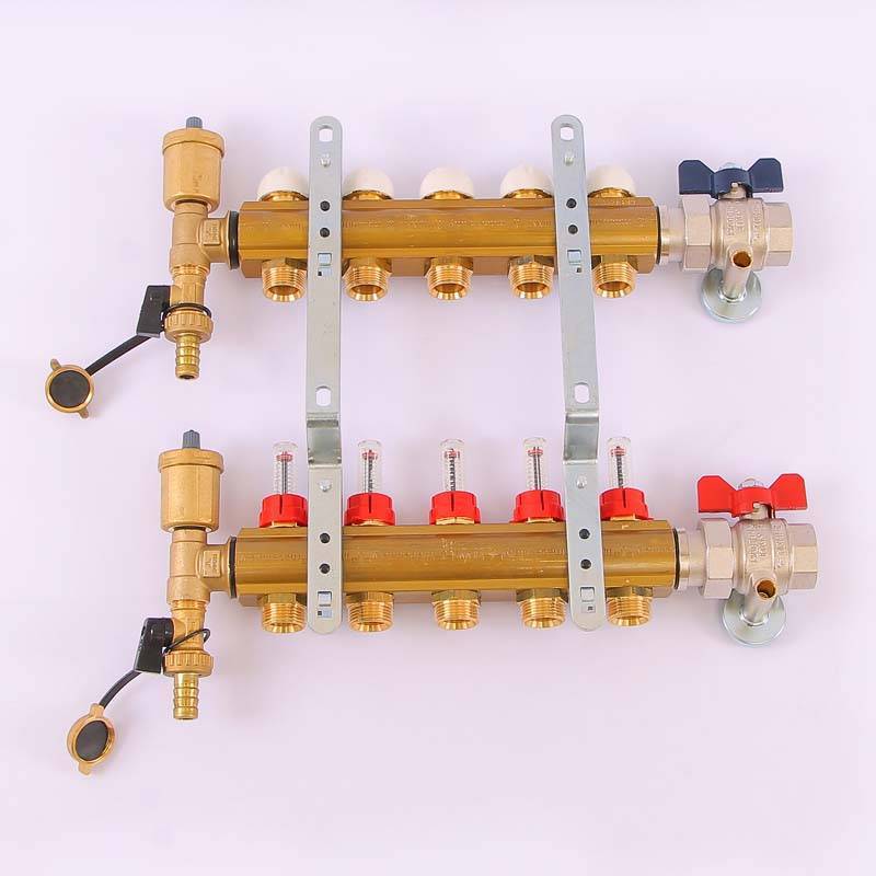 Коллекторная группа с термостатическими вентилями и расходомерами Tiemme 1x3/4 EK 5 выходов 3870001