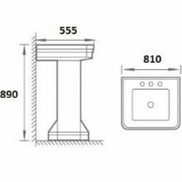 Раковина Boheme Vogue 942-2 74 см с пьедесталом 942-2