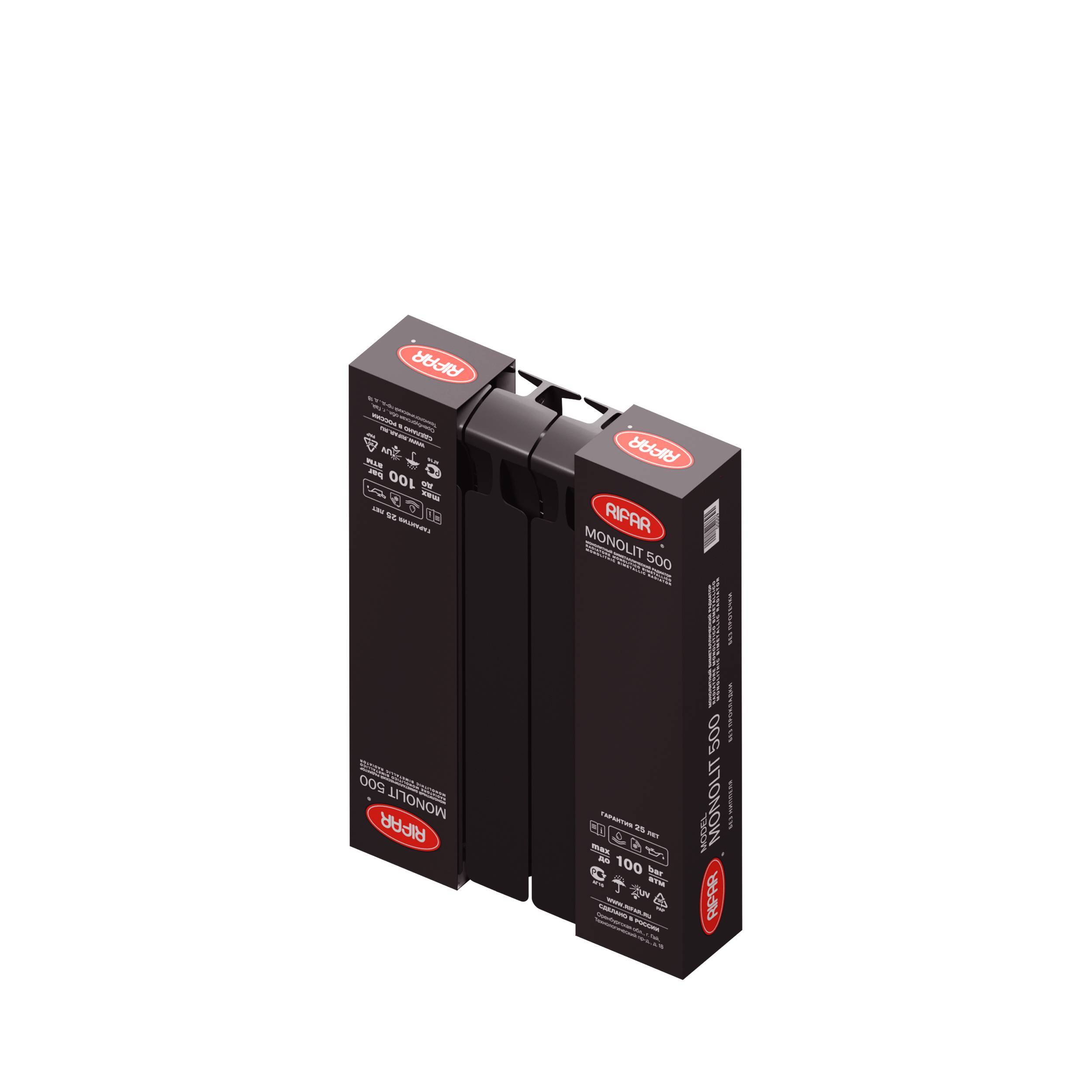 Радиатор биметаллический RIFAR Monolit 500 10 секций боковое подключение белый RAL 9016 Б010110