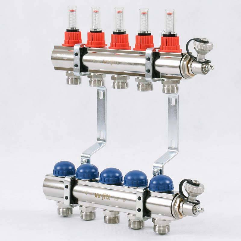 Коллекторная группа Uni-Fitt серия E 1x3/4 EK 5 выходов с расходомерами 440E4305