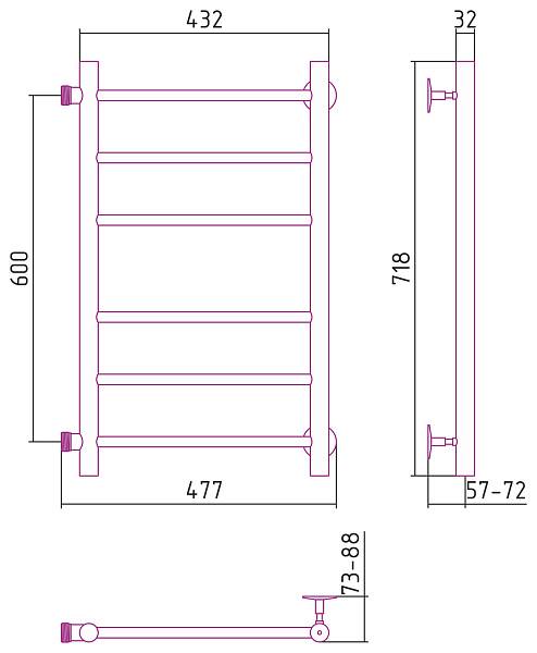 Полотенцесушитель водяной Стилье Версия-Б 40x60 см белый 12610-6040