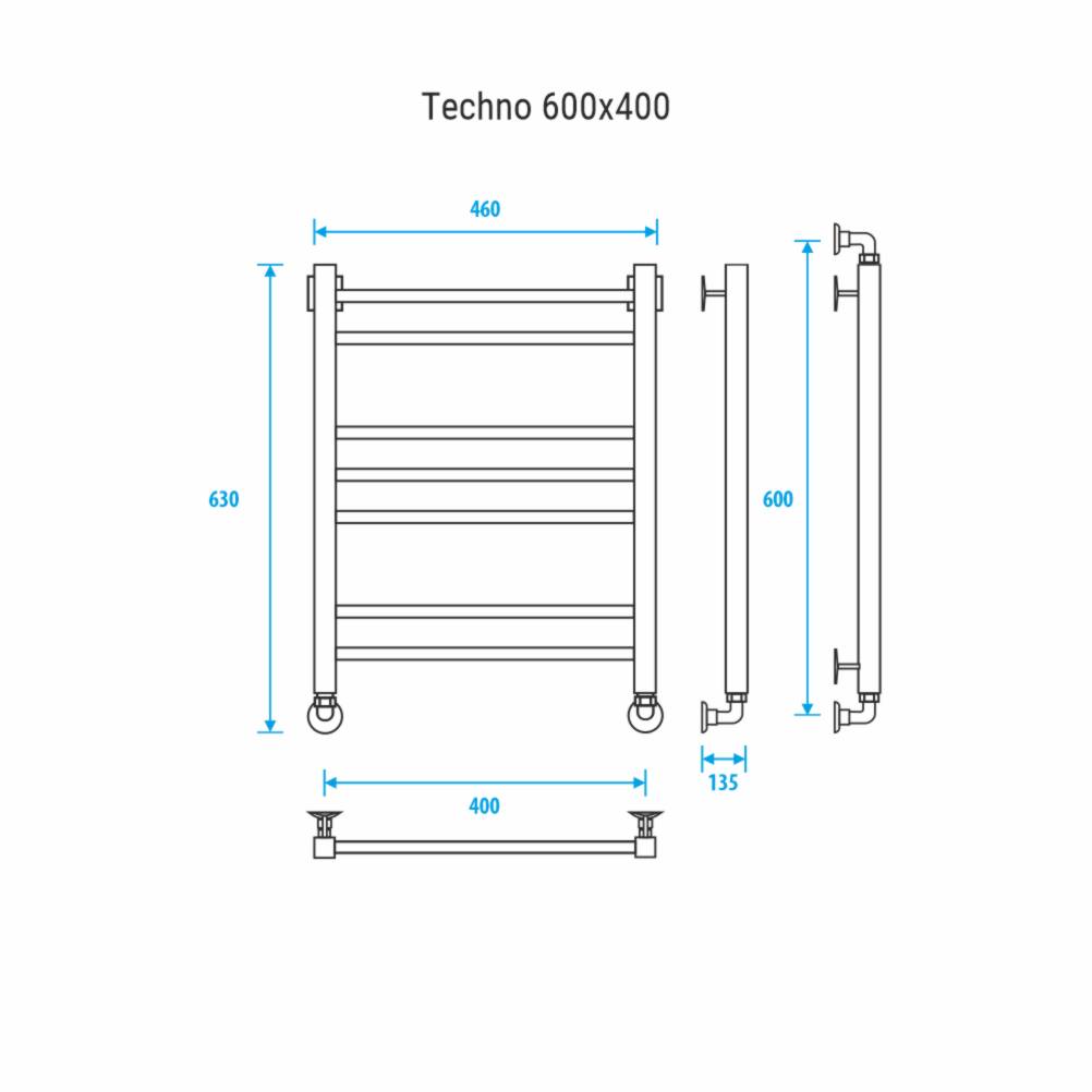 Полотенцесушитель водяной Energy Techno 600х400 мм EWTR0TECH0604000000