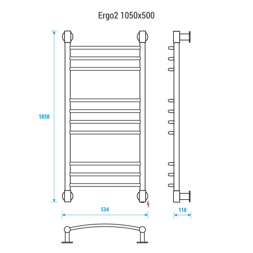 Полотенцесушитель электрический Energy Ergo2 1050x500 мм EETR0ERGO2105500000