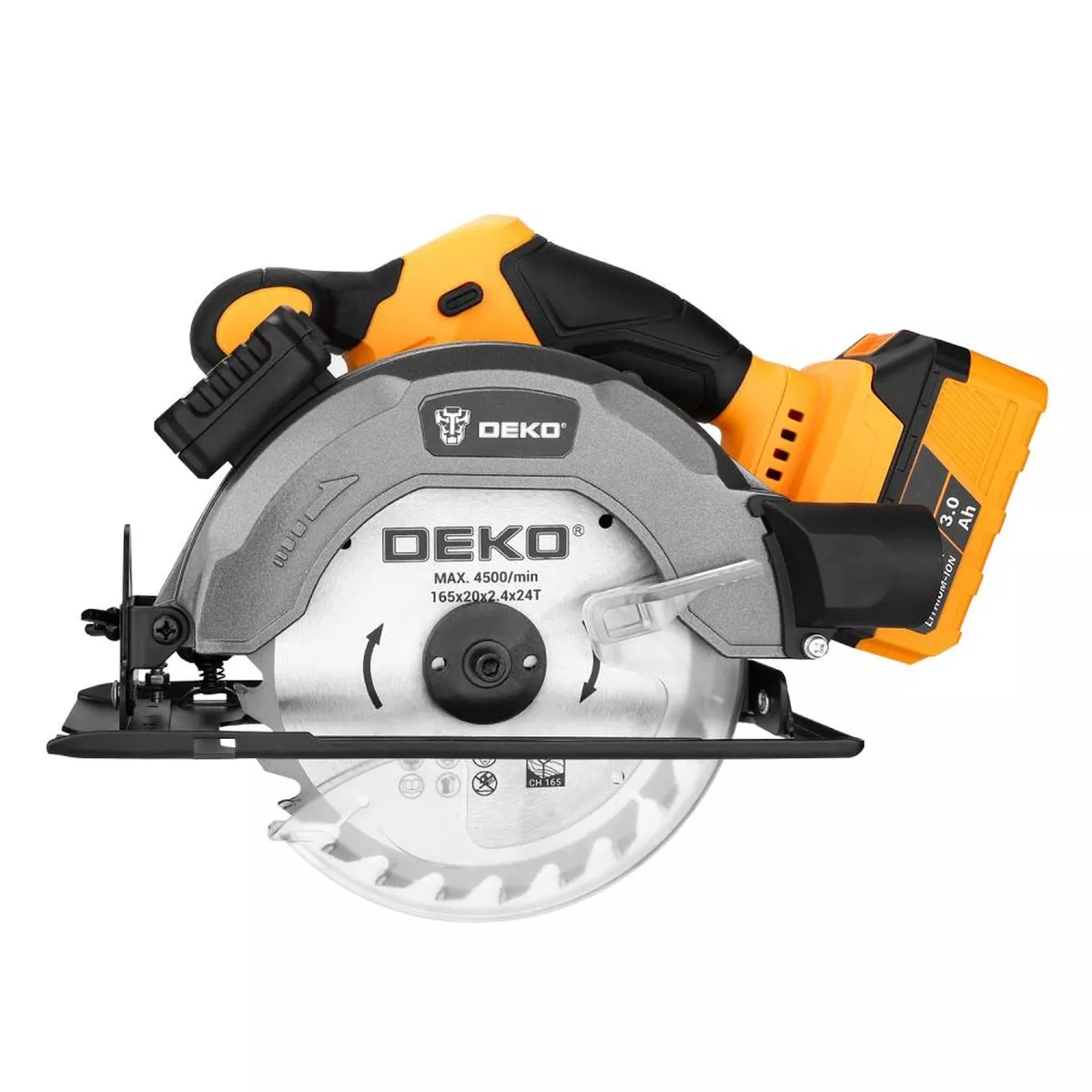 Пила дисковая аккумуляторная DEKO DKCS20 20 В 2x3.0 Ач 165 мм 063-4104