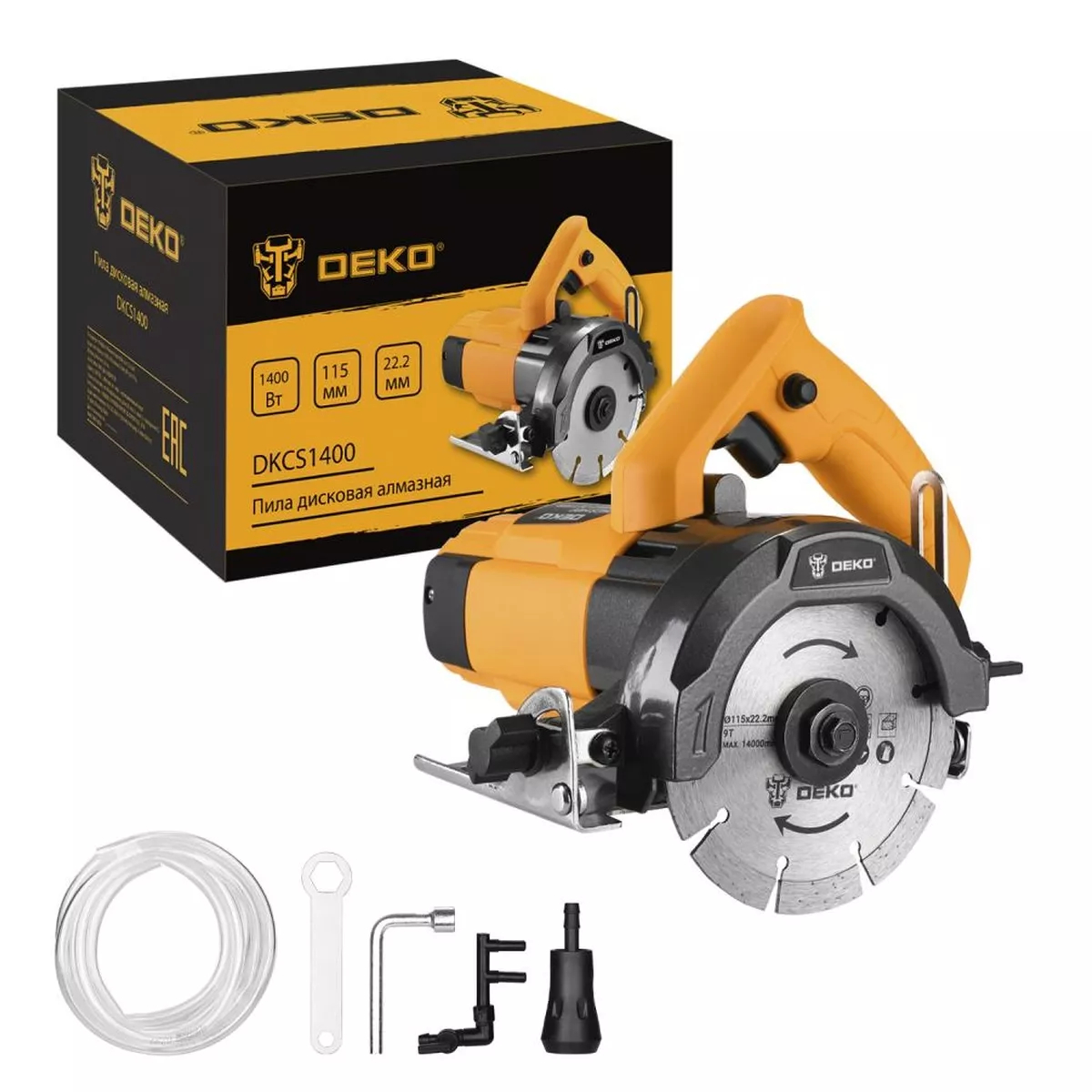 Пила алмазная DEKO DKCS1400 1400 Вт 115 мм с подачей воды 063-4105