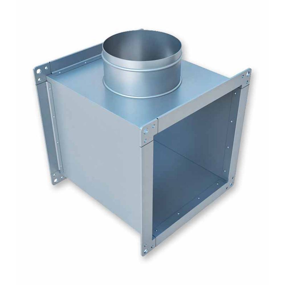 Тройник вентиляционный ЕВРОВЕНТ ПрсКв 400x250-160 мм оц. сталь 0.7 мм R20 1737439