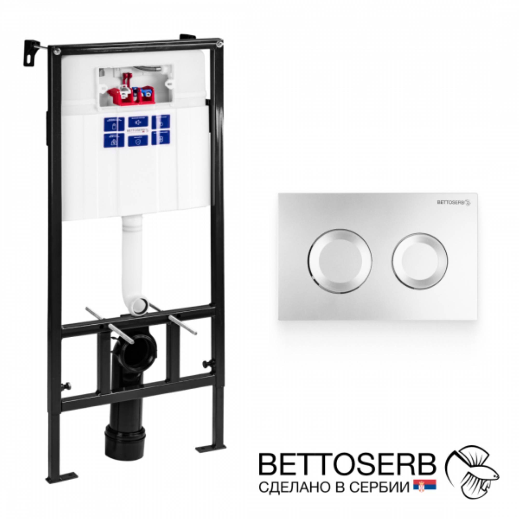 Система инсталляции для унитаза Pestan SAVA FIX SLIM с клавишей смыва SITNICA матовый хром 11500311/11500315