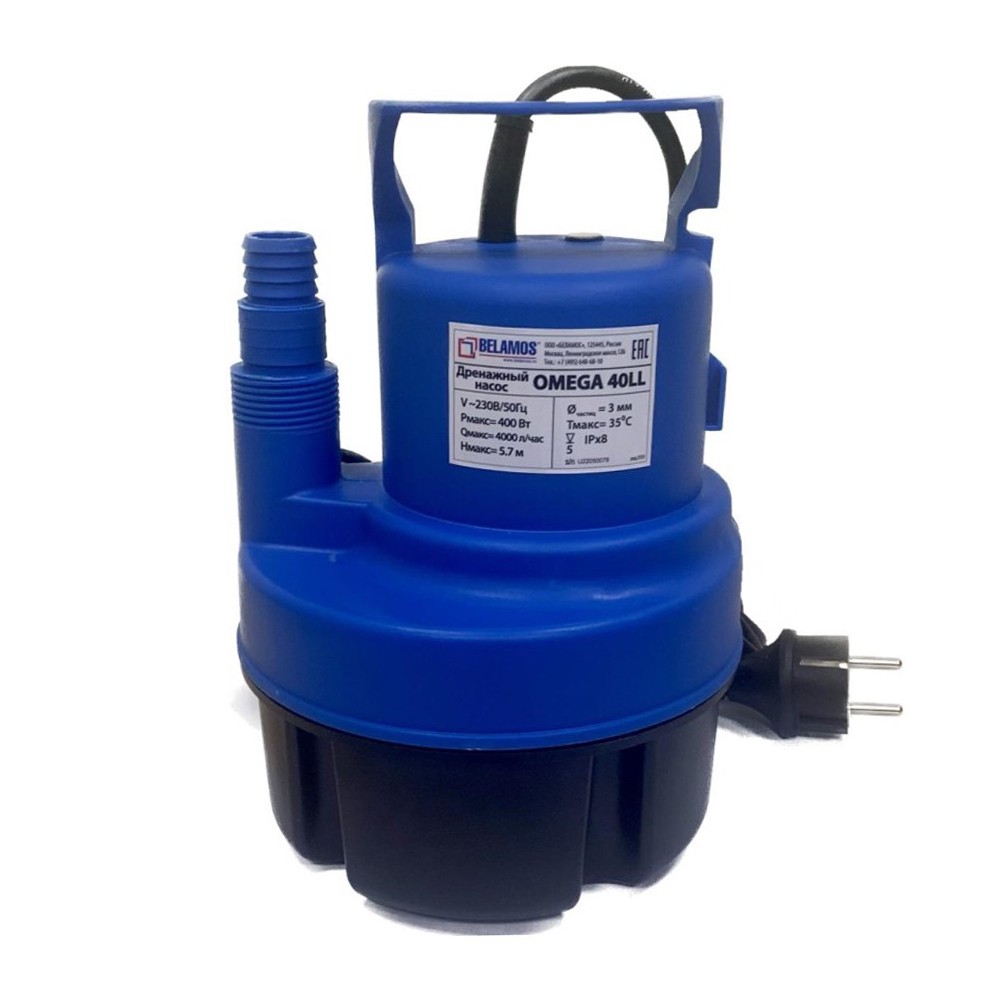 Насос дренажный погружной BELAMOS Omega 40 LL кабель 6 м без поплавка 400 Вт 6 м³/ч Omega 40 LL (6м)