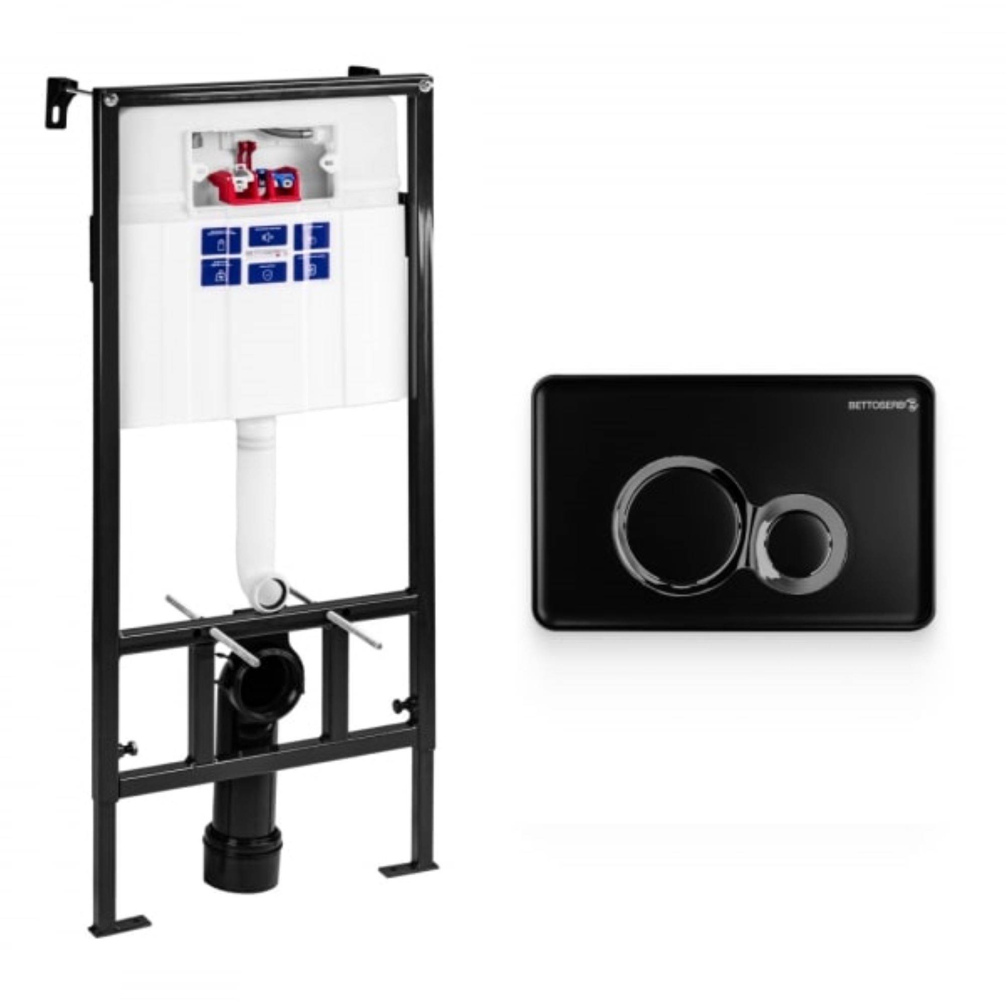 Комплект инсталляции для унитаза Bettoserb Pestan Sava Fix Slim с клавишей Jerez черный матовый/хром глянцевый НС-1519365