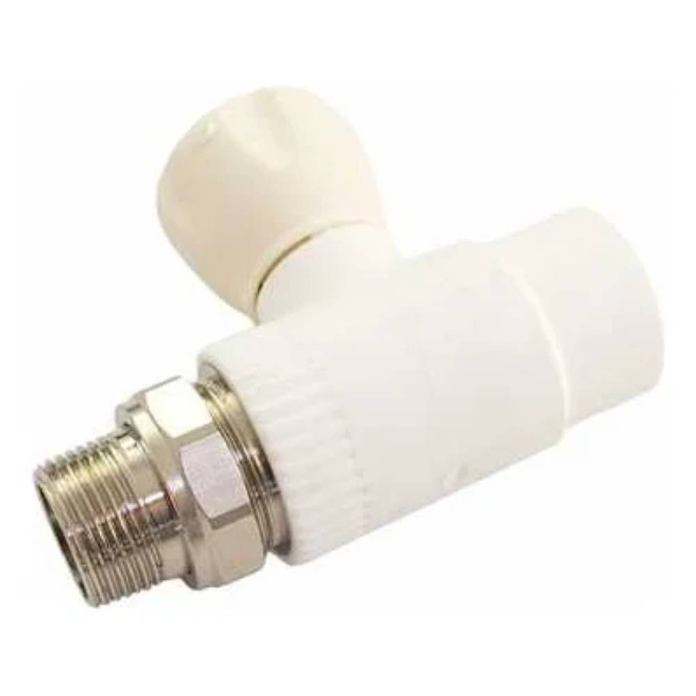 Кран полипропиленовый прямой MeerPlast PPRC с накидной гайкой 20x1/2 белый НС-1591818