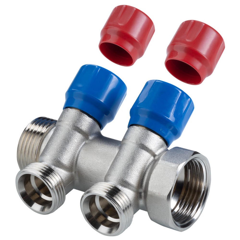 Коллектор с регулировочными вентилями VALTEC 1 x 3/4 дюйма Евроконус 2 выхода VTc.560.NE.0602