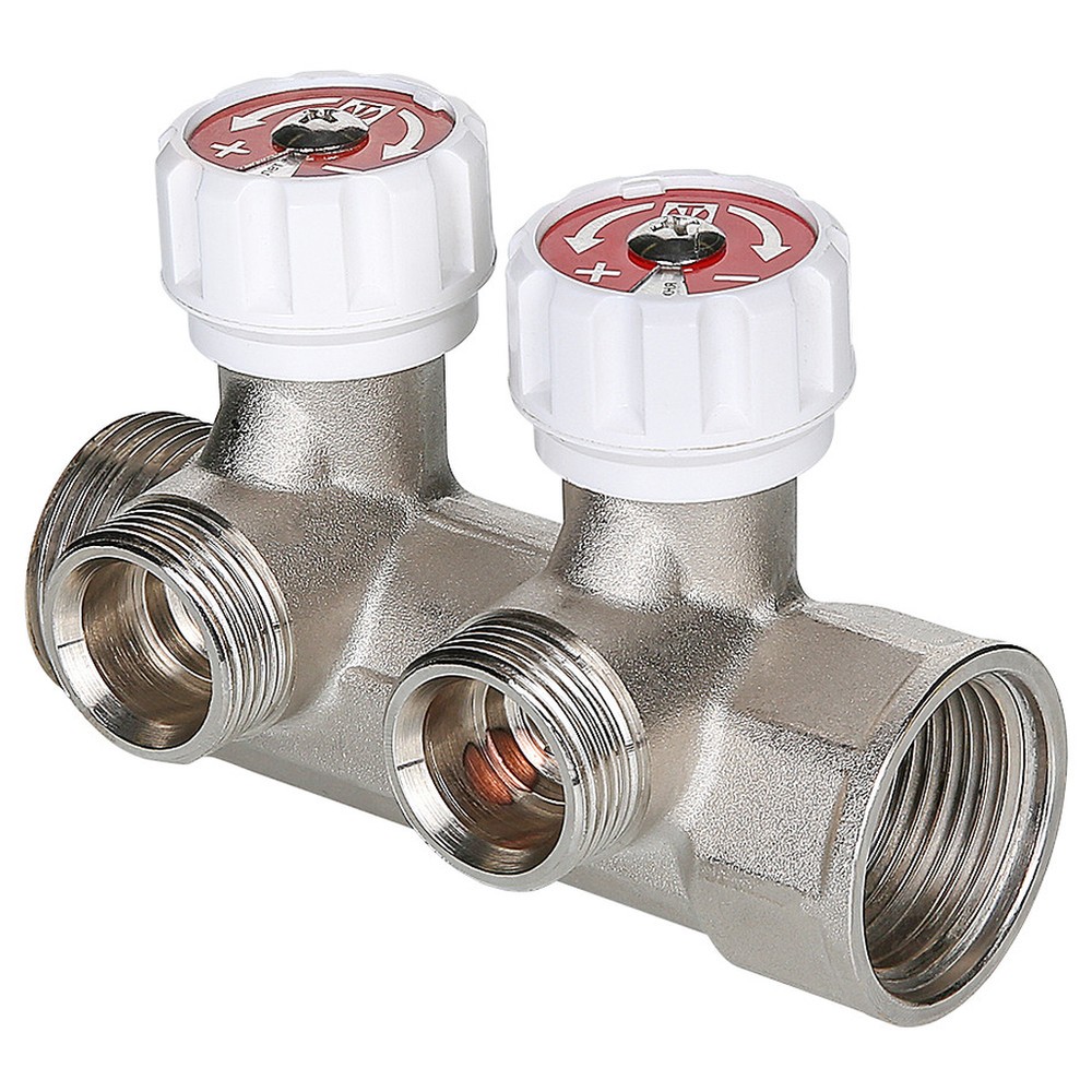 Коллектор с регулировочными вентилями VALTEC 1 x 3/4 дюйма Евроконус 2 выхода VTc.570.NE.0602