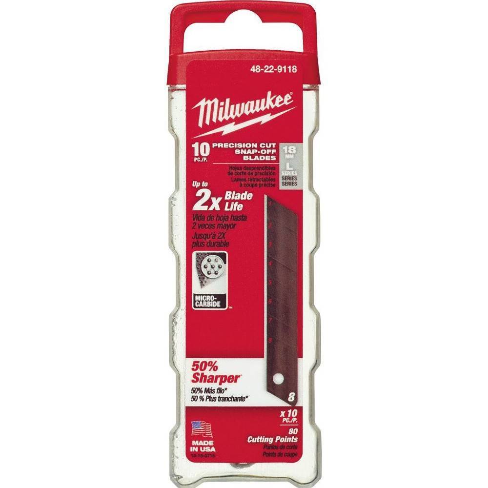 Лезвия сменные сегментированные Milwaukee 18 мм 10 шт 4932480107