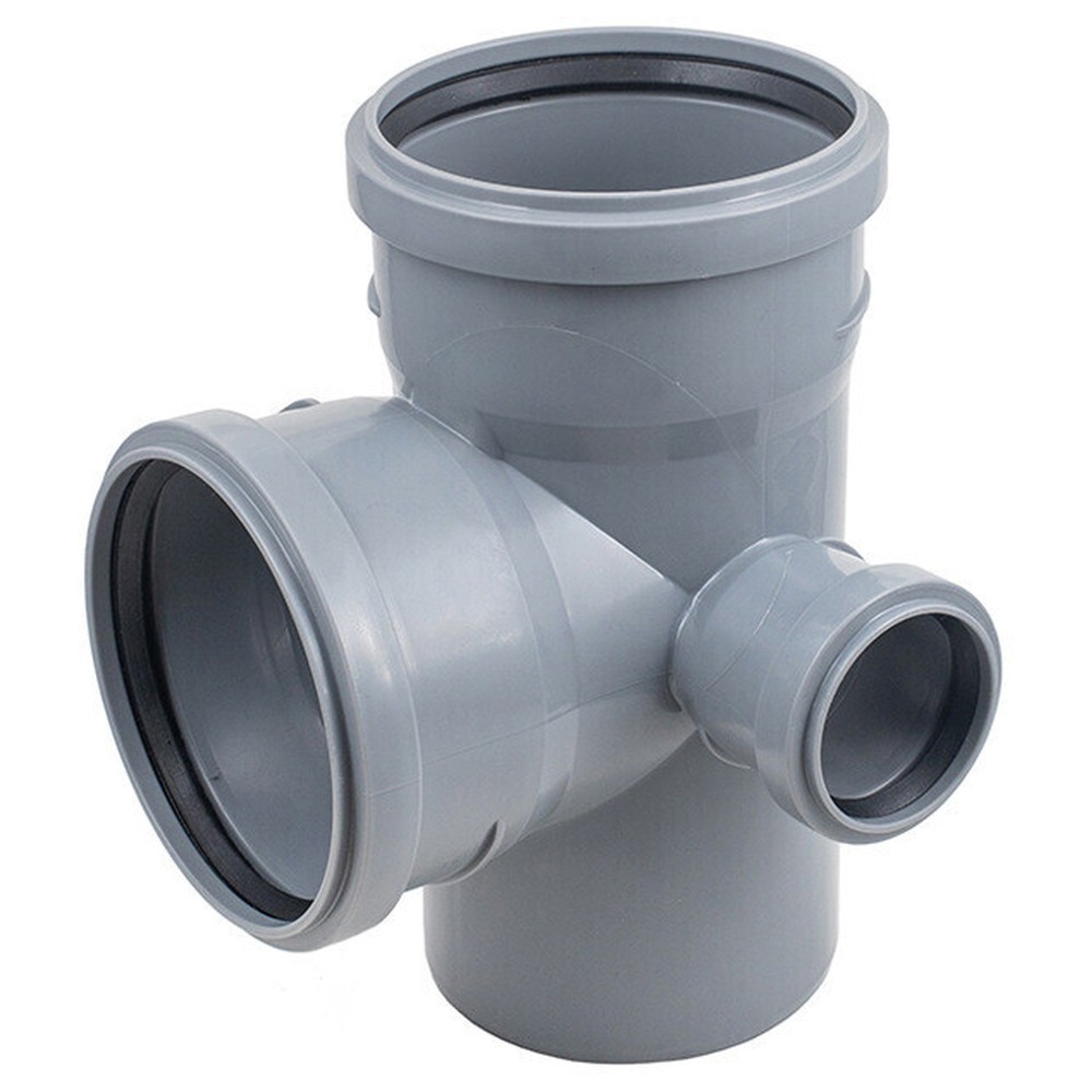 Крестовина двухплоскостная канализационная Политэк ПП 110x110x50 мм 87° левая серая 1653029