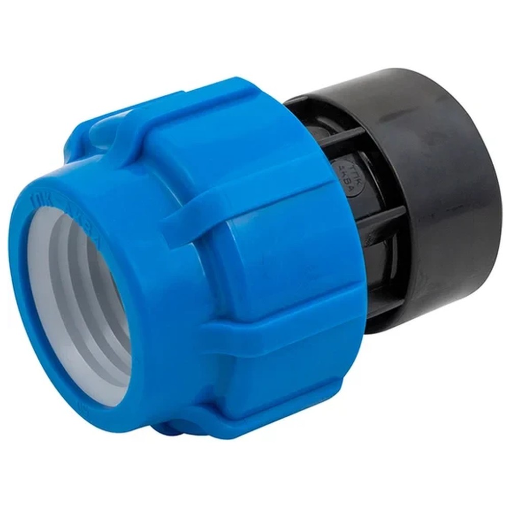 Муфта компрессионная ПНД Политэк 63 мм х 1 1/2 ВР 1653502