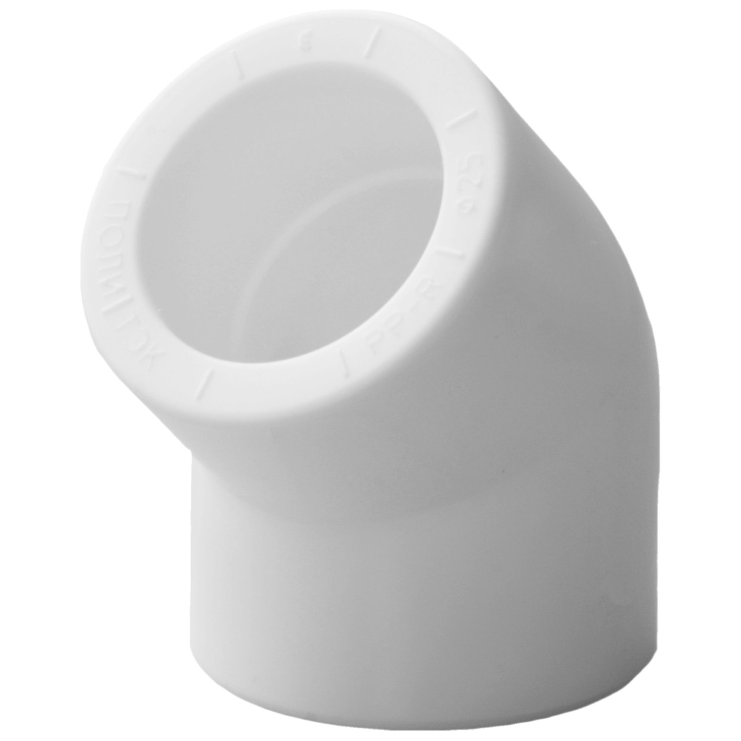 Угольник полипропиленовый Политэк PPR 25 мм 45° белый 1655541