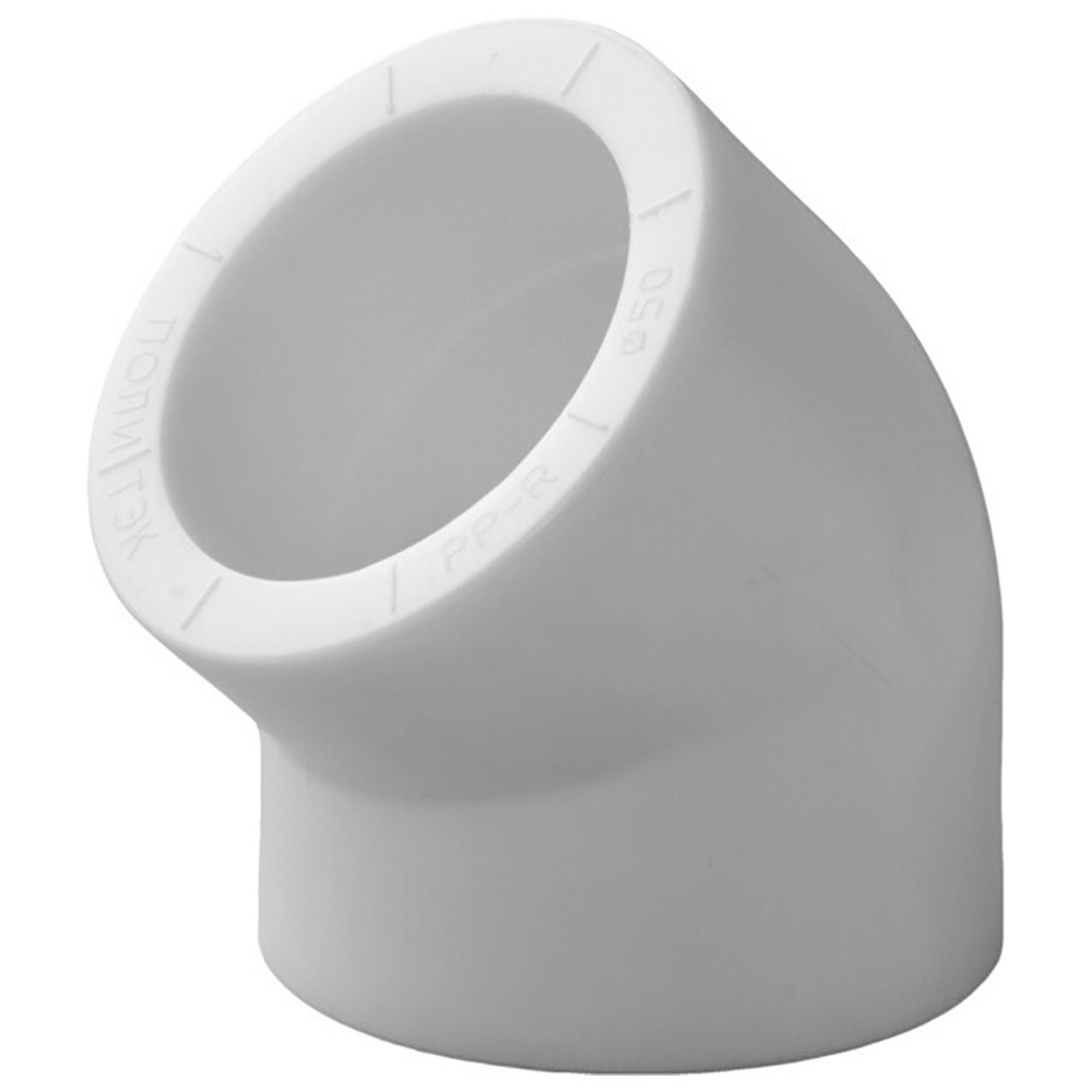 Угольник полипропиленовый Политэк PPR 40 мм 45° белый 1655548