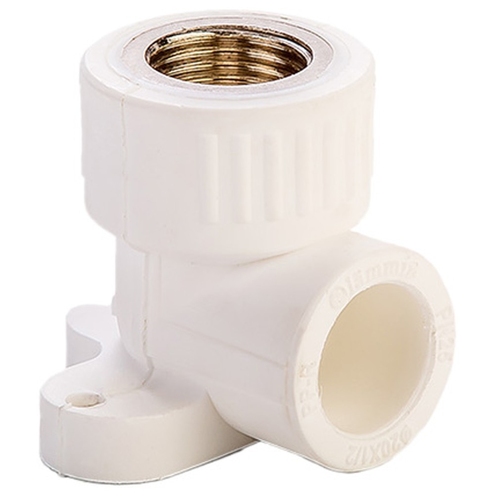 Угольник комбинированный полипропиленовый Lammin 25x1/2 ВР с креплением белый 1674006